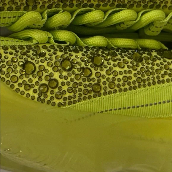 Steve Madden MAXIMA Lace Up Rhinestone Neon Green Chunky Heel Sneakers Size 8 - Picture 9 of 14